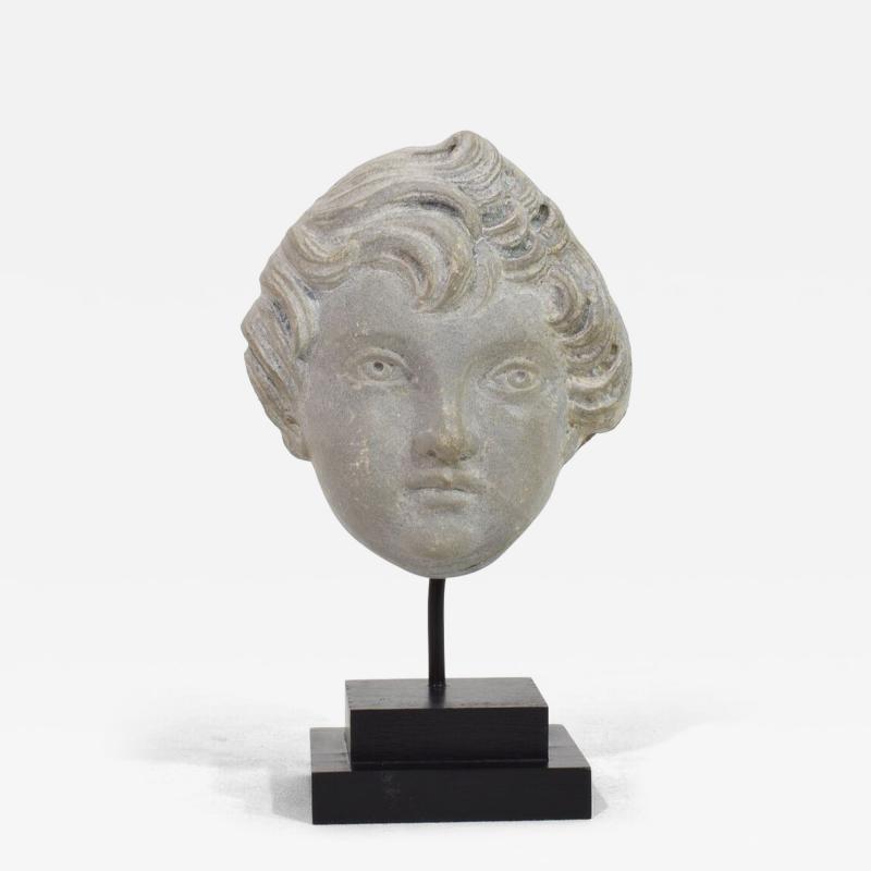 French Late 18th Century Neoclassical Grey Marble Angel Head