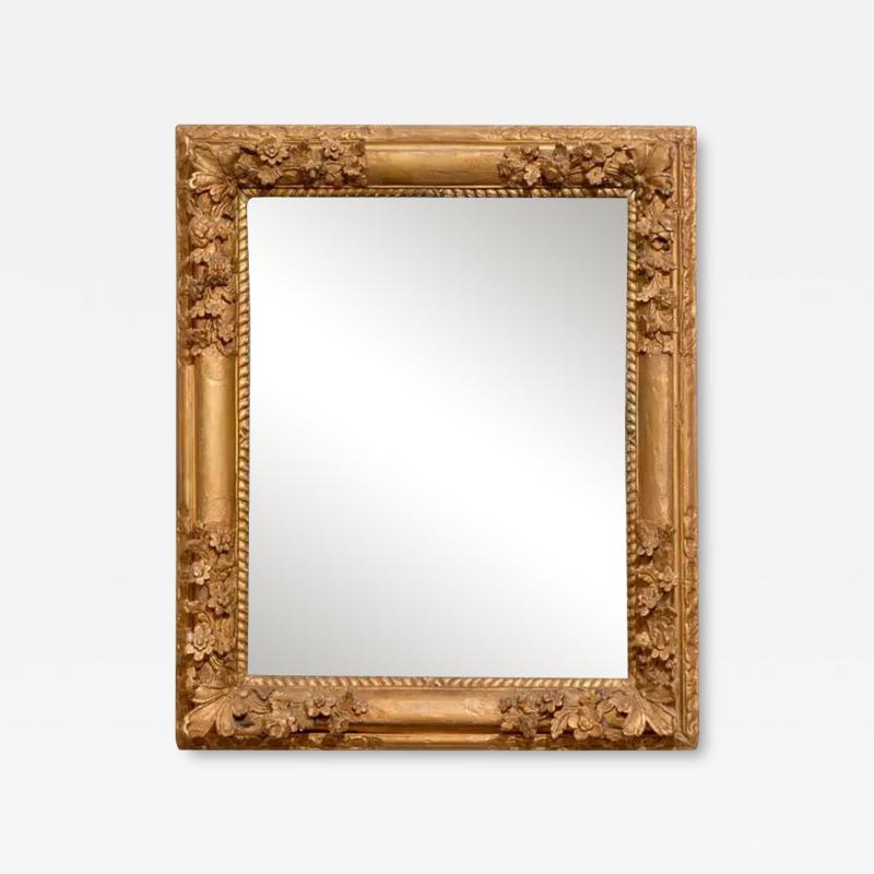 French Late 18th Century R gence Style Carved Mirror with Floral Decor