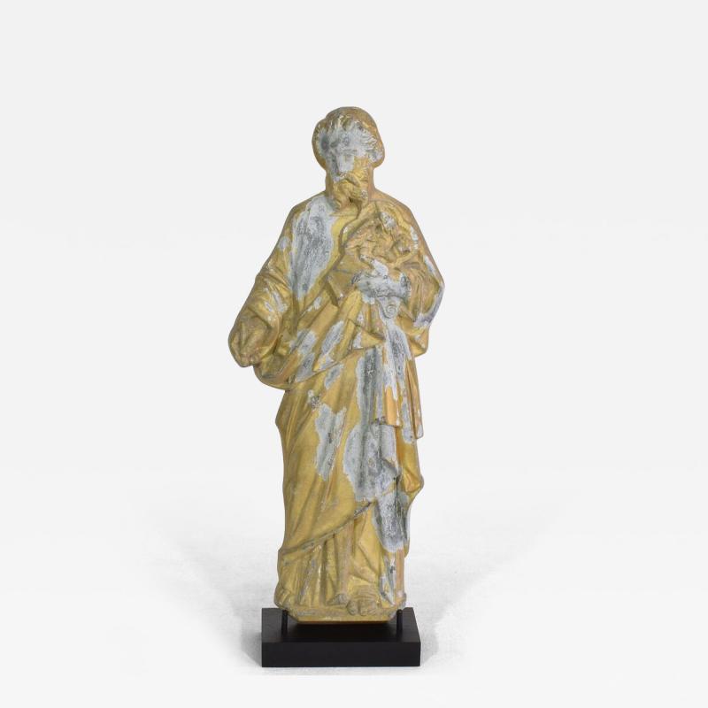 French Late 19th Century Neo Gothic Gilded Metal Saint Statue
