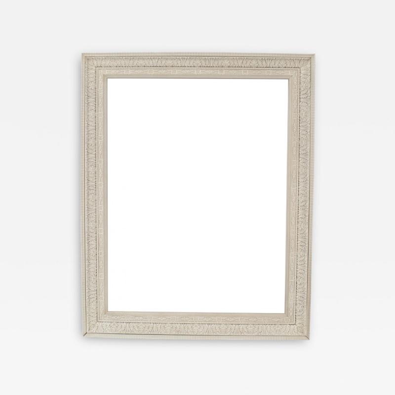 French Louis XIV Style White Painted Wooden Acanthus Wall Mirror Frame