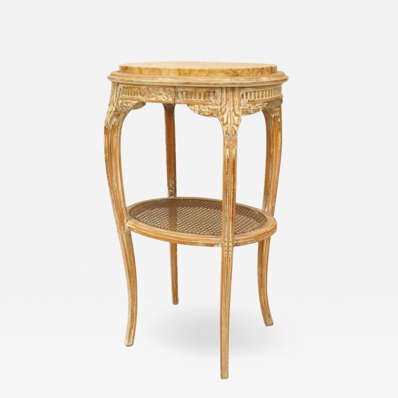 French Louis XV Bleached Oval End Table