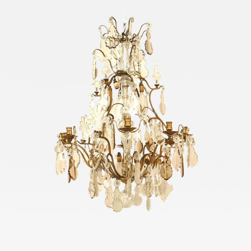 French Louis XV Bronze and Crystal Chandeliers
