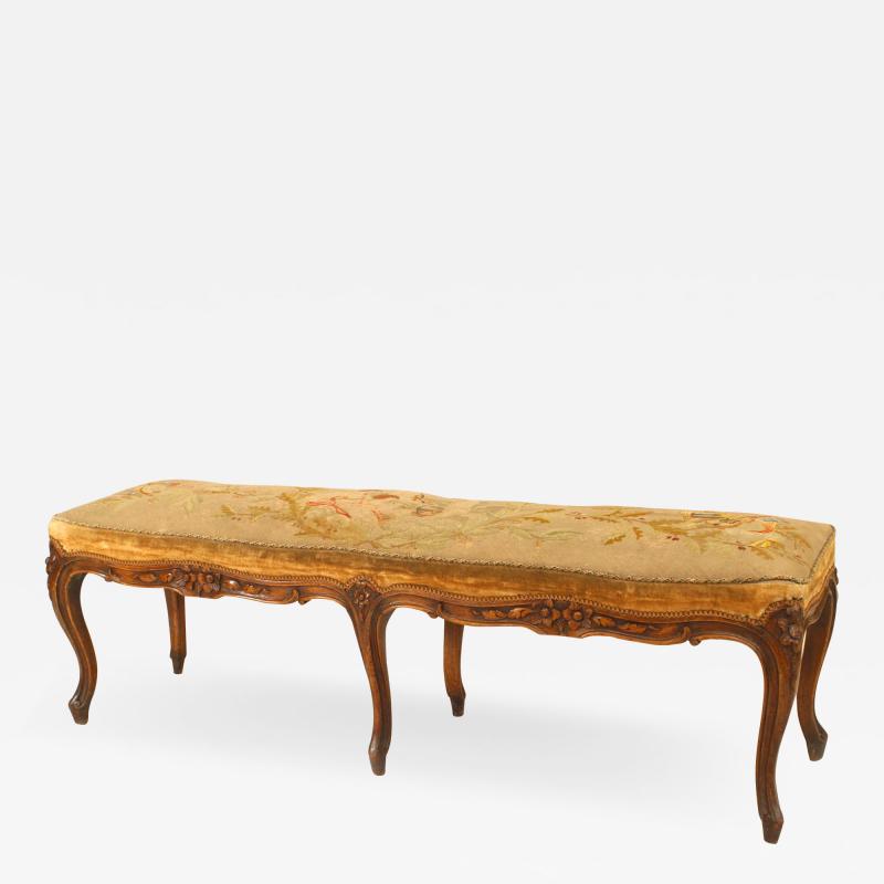 French Louis XV Carved Walnut Bench