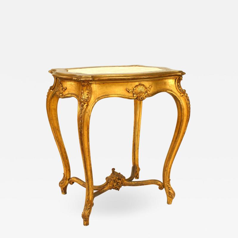 French Louis XV Gilt and Marble End Table