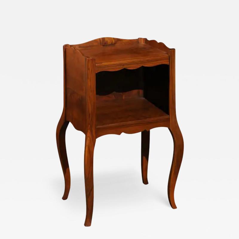 French Louis XV Style 19th Century Wooden Bedside Table with Open Shelf