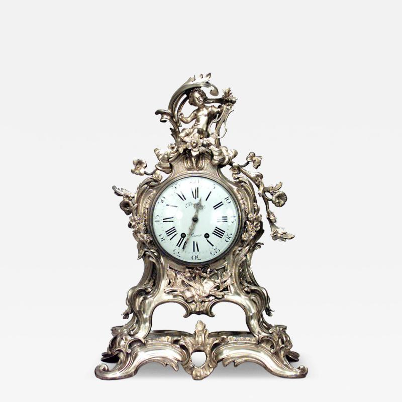 French Louis XV Style Bronze Cupid Clock