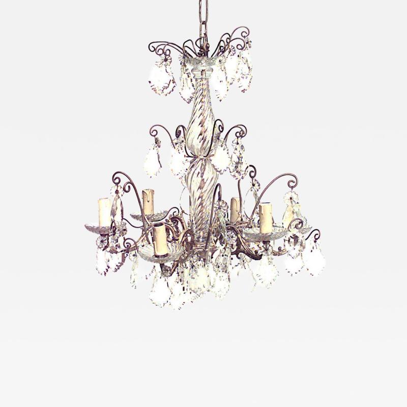 French Louis XV Style Bronze and Crystal Chandelier