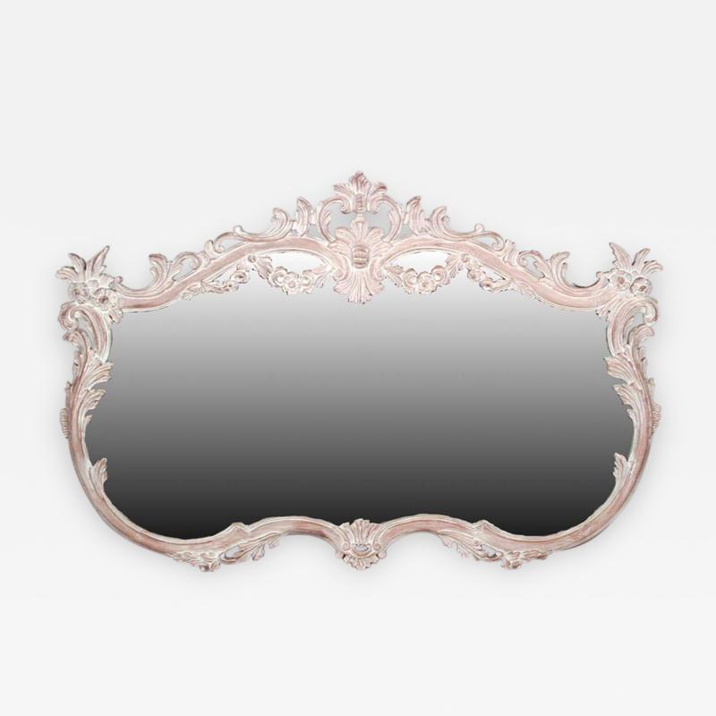 French Louis XV Style Carved Bleached Horizontal Wall Mirror