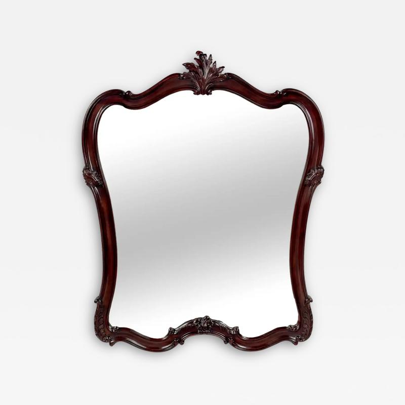 French Louis XV Style Carved Cherry Wood Beveled Glass Wall or Mantel Mirror