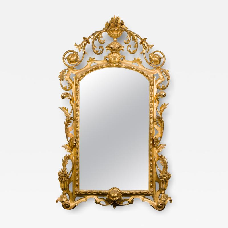 French Louis XV Style Carved Giltwood Filigree Wall Mirror