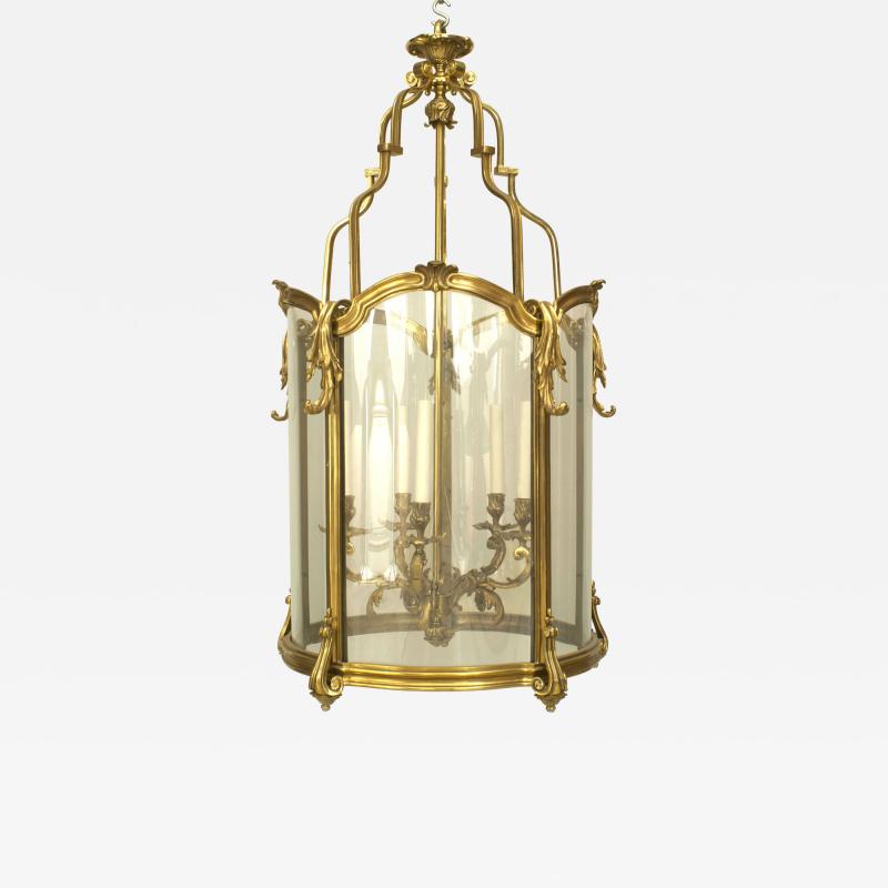 French Louis XV Style Gilt Bronze and Glass Pendant Lantern