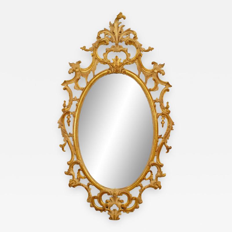 French Louis XV Style Gilt Filigree Wall Mirror