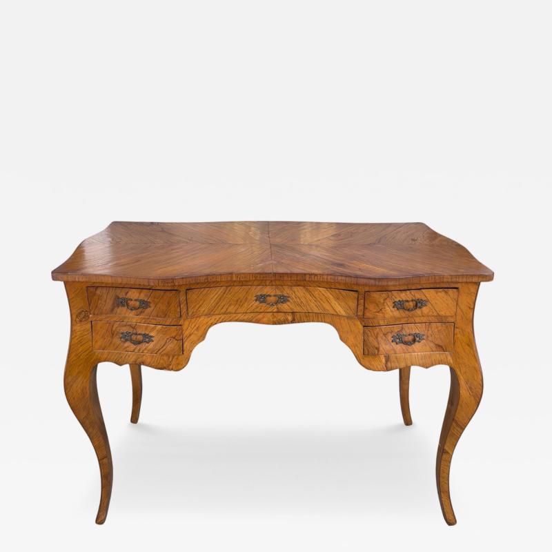 French Louis XV Style Kingwood Bombay Writing Table Desk