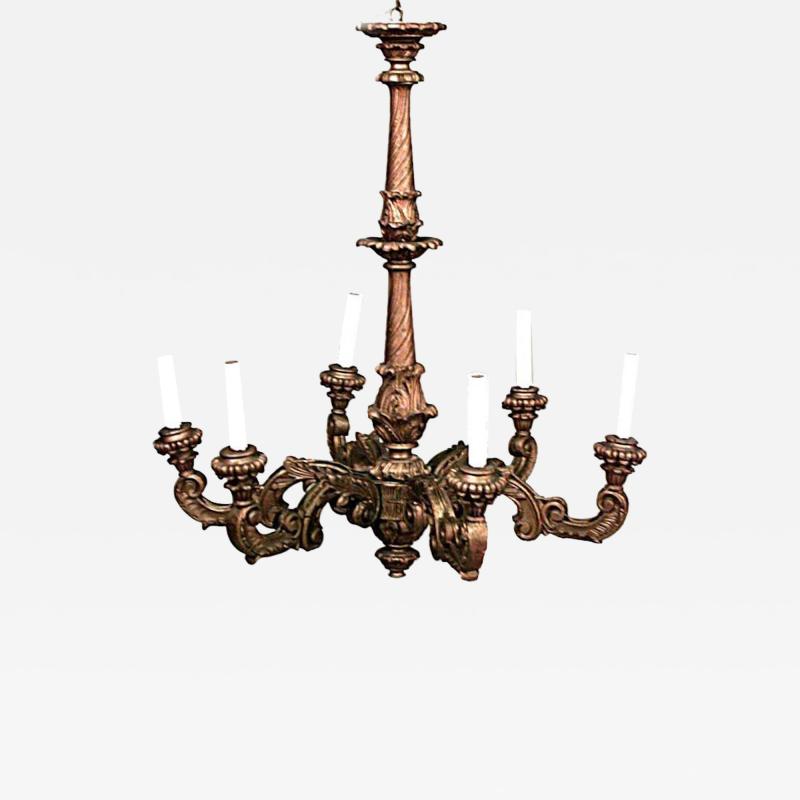French Louis XV Style Painted Wood Chandelier