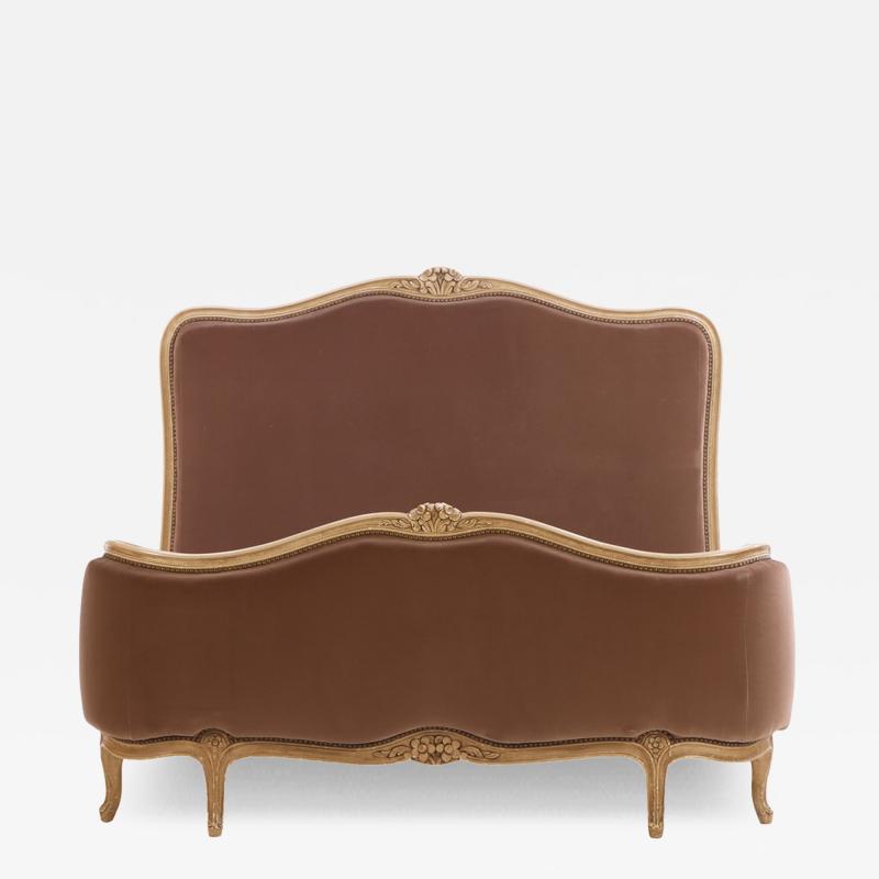 French Louis XV Style Painted and Upholstered Full Bed Ca 1940 