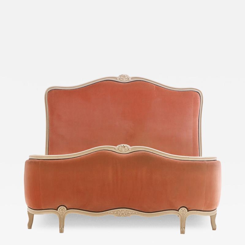 French Louis XV Style Painted and Upholstered Full Bed ca 1940 