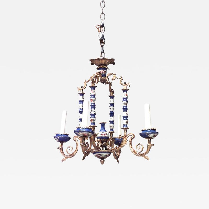 French Louis XV Style Sevres Porcelain Chandelier