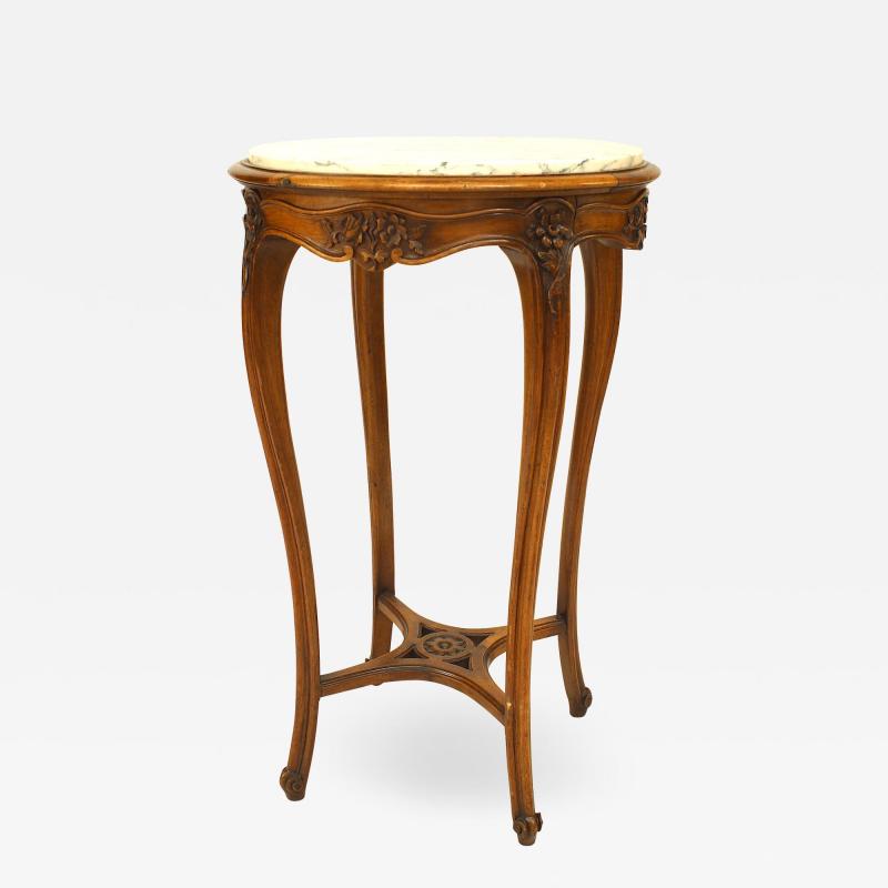 French Louis XV Walnut Round End Table