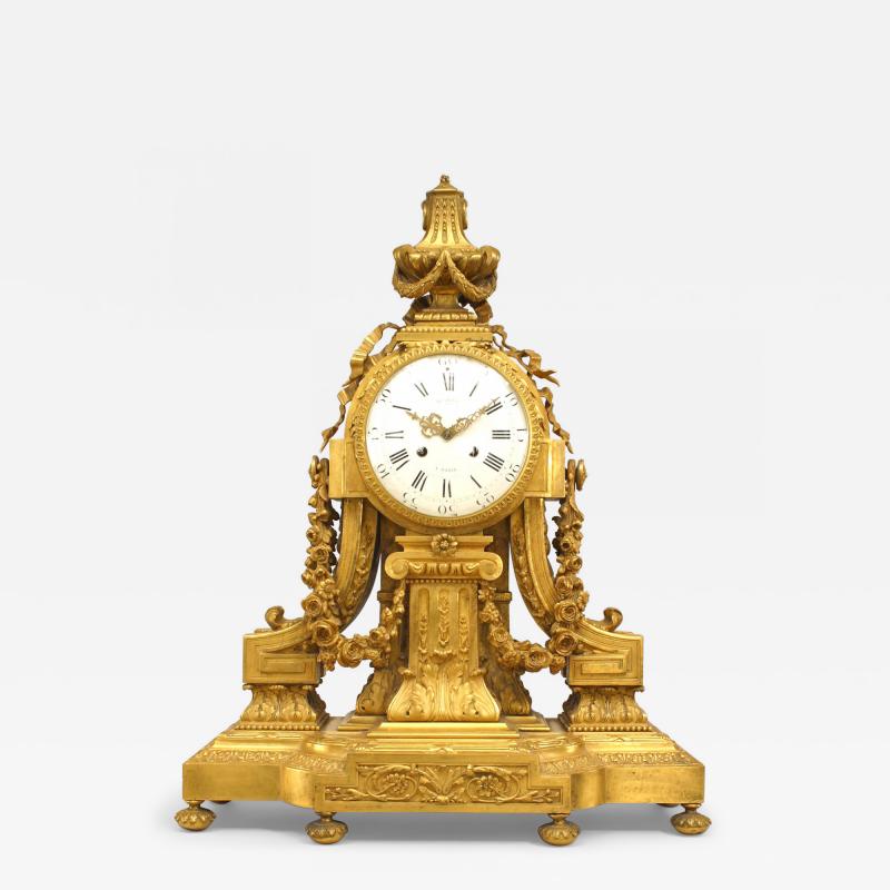 French Louis XVI Gilt Bronze Mantle Clock
