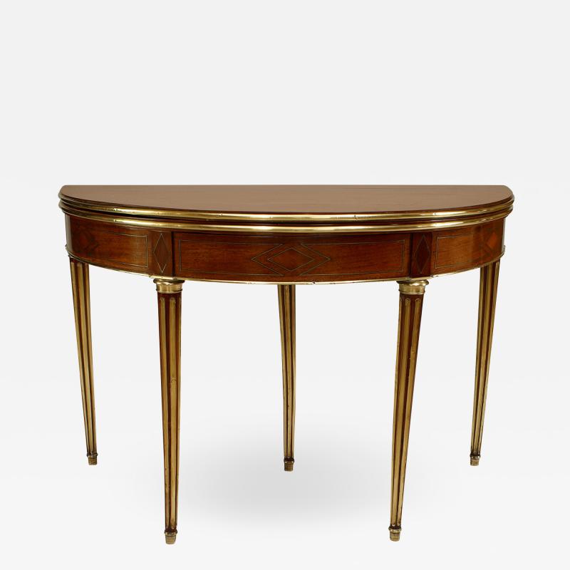 French Louis XVI Mahogany Demilune Console Table