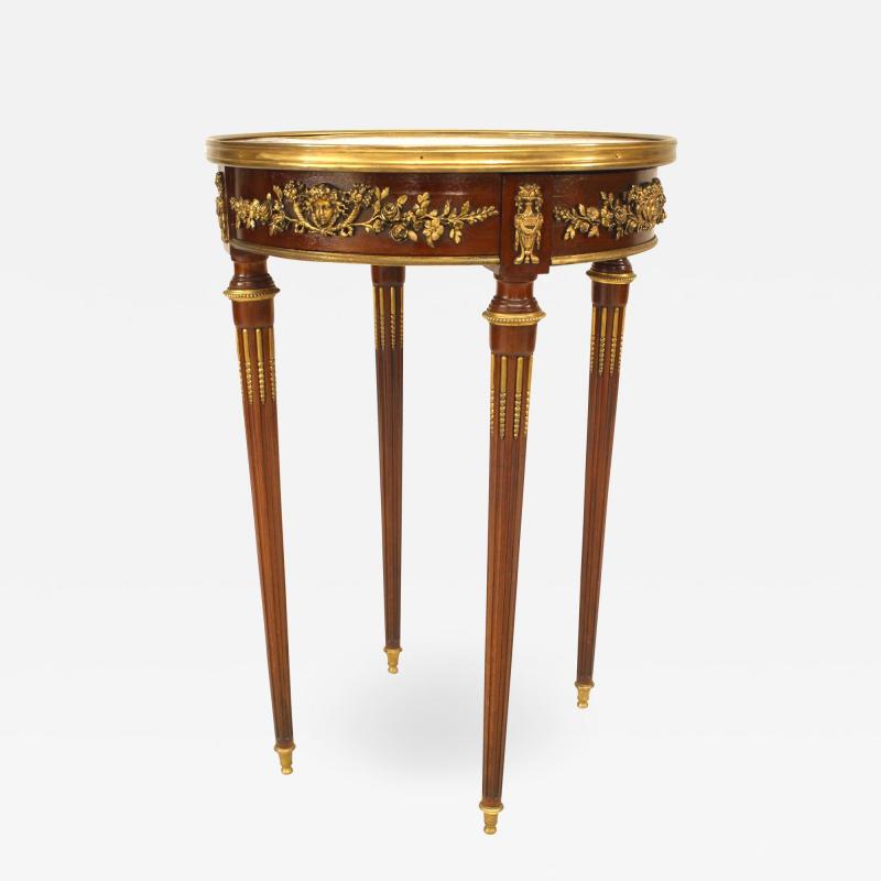 French Louis XVI Mahogany Floral End Table