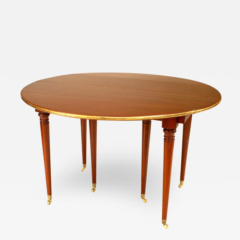 French Louis XVI Mahogany Round Dining Table
