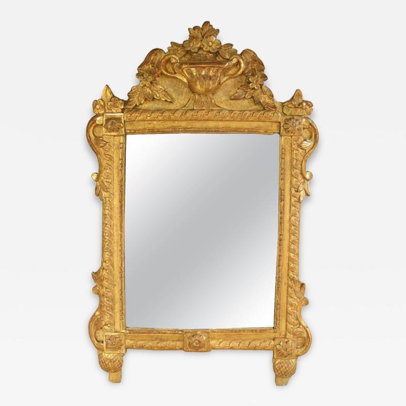 French Louis XVI Richly Carved Mirror for Vanity or Wall 18th Century