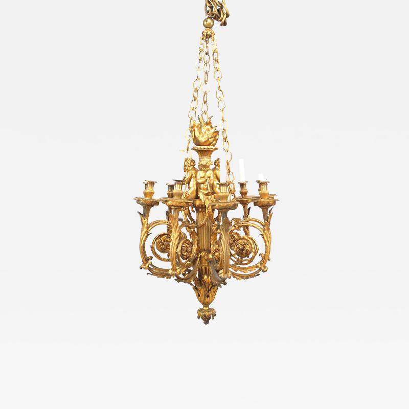 French Louis XVI Style Bronze Dore Chandelier