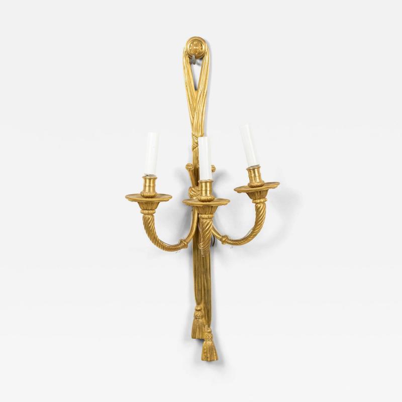 French Louis XVI Style Bronze Dore Tassel Wall Sconce