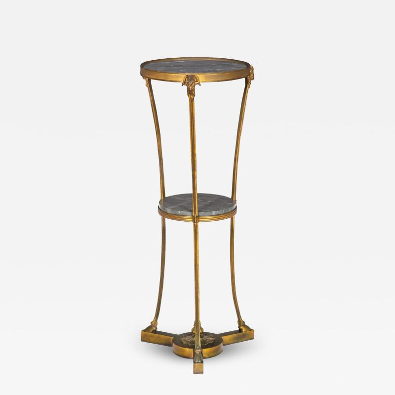 French Louis XVI Style Bronze and Marble Two Tier Table Gueridon