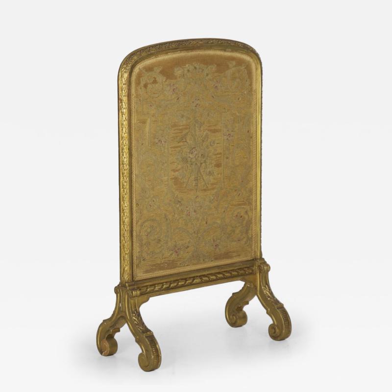 French Louis XVI Style Carved Giltwood Fire Screen c 1900