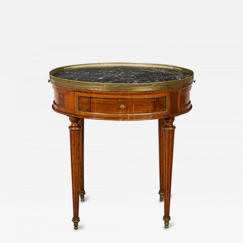 French Louis XVI Style Circular Marble Gallery Top Mahogany Bouillotte Table