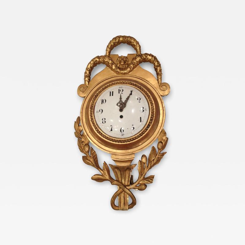 French Louis XVI Style Gilt Wall Clock