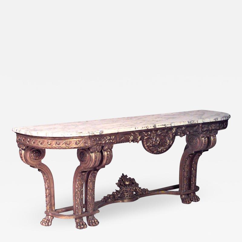 French Louis XVI Style Giltwood and Marble Top Console Table