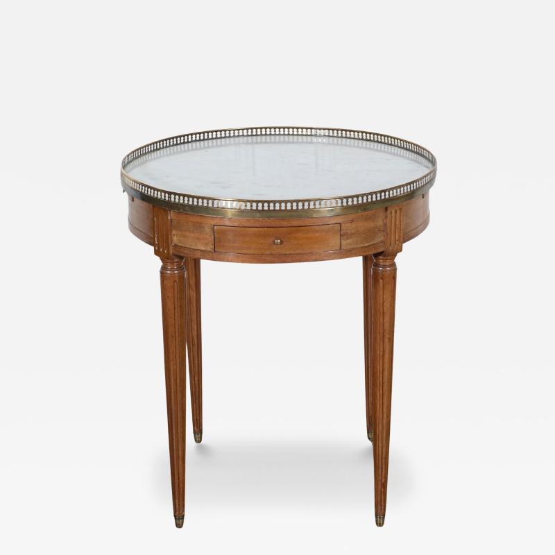 French Louis XVI Style Mahogany Bouillotte Table with Carrara Marble Top