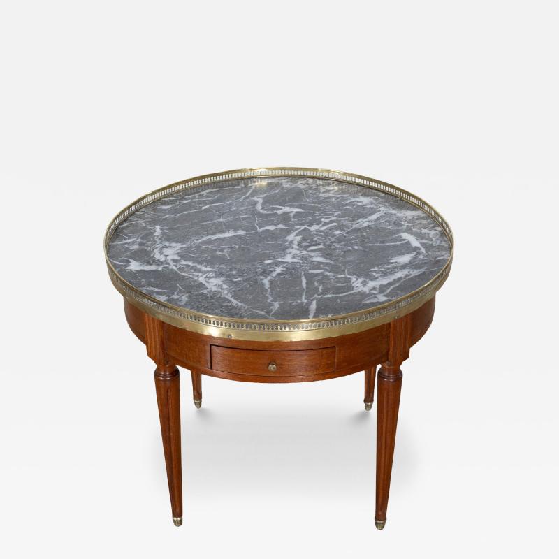 French Louis XVI Style Mahogany Bouillotte Table with Marble Top Early 20th Cen