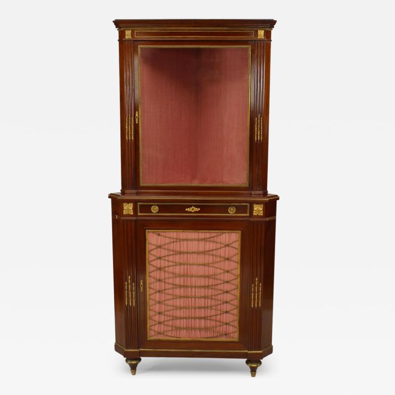French Louis XVI Style Mahogany Corner Cabinet
