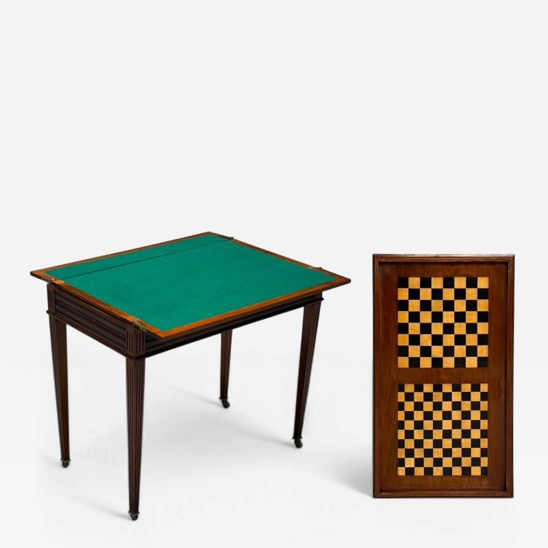 French Louis XVI Style Mahogany Green Felt Game Table France 20th c 