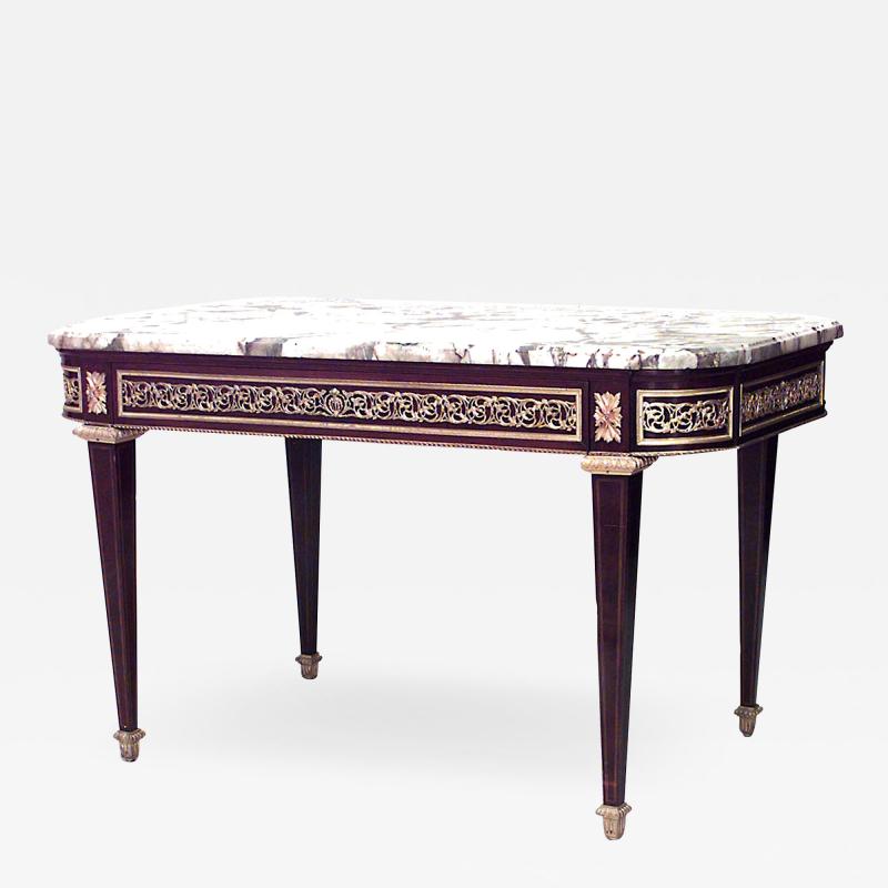 French Louis XVI Style Marble Top Center Table