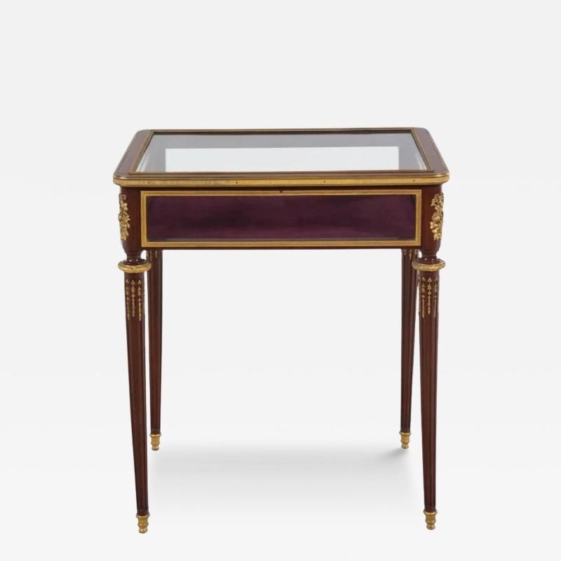 French Louis XVI Style Ormolu Mounted Mahogany Vitrine Table C 1880