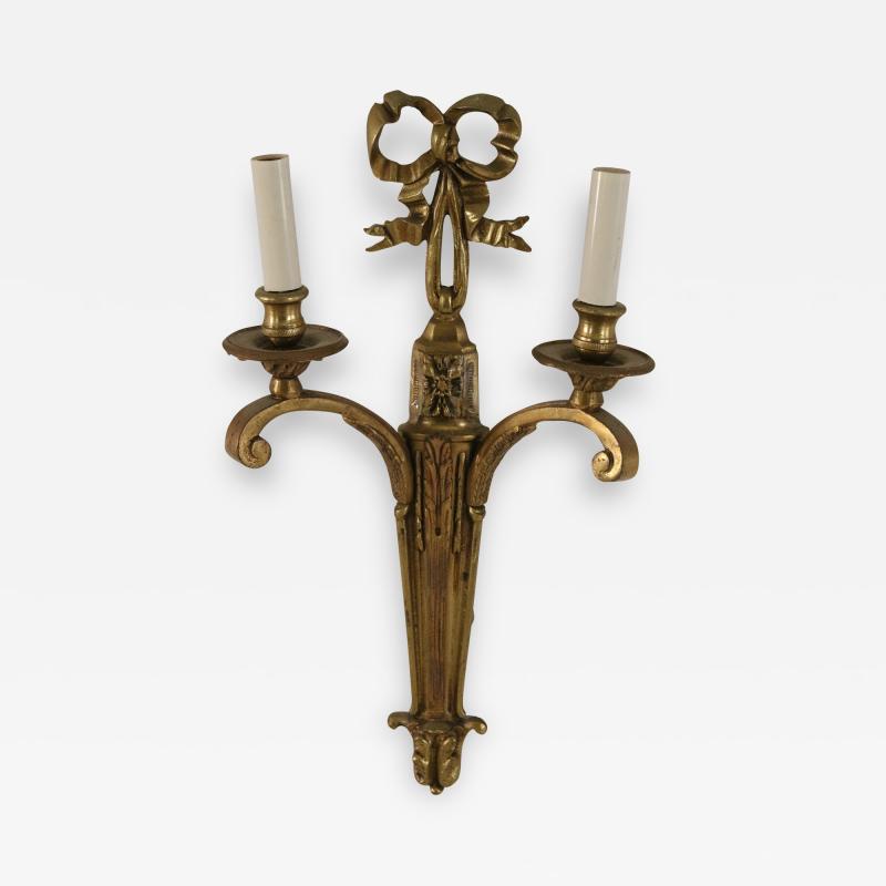 French Louis Xv Style Bow Knot Brass Wall Sconce