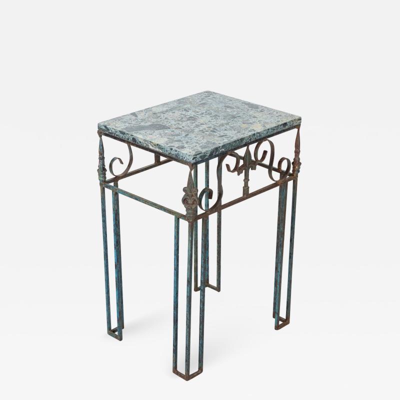 French Marble Iron Side Table