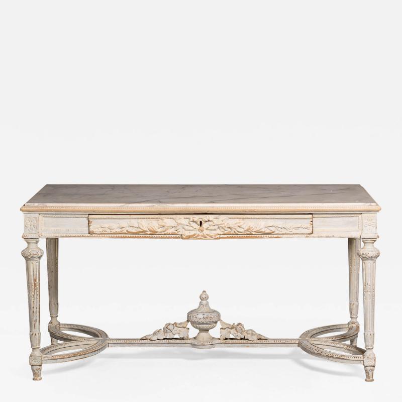 French Marble and Wood Center Table