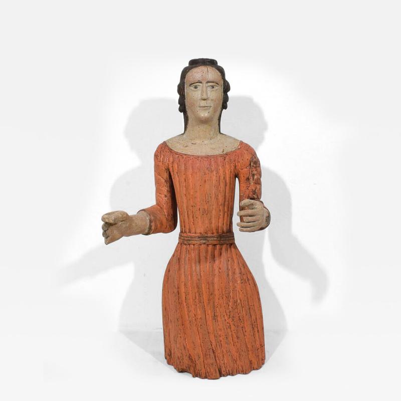 French Medieval Painted Wooden Madonna