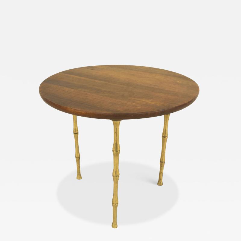French Mid Century Brass Faux Bamboo and Rosewood Coffee Table