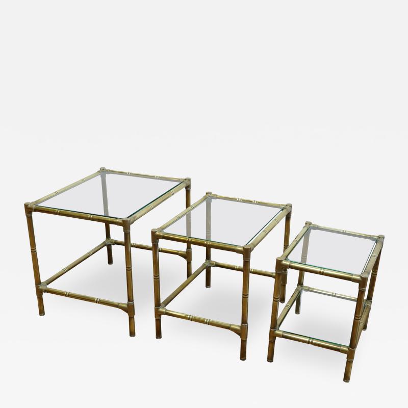 French Mid Century Brass Nesting Tables