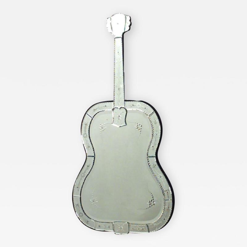 French Mid Century Guitar Shaped Wall Mirror