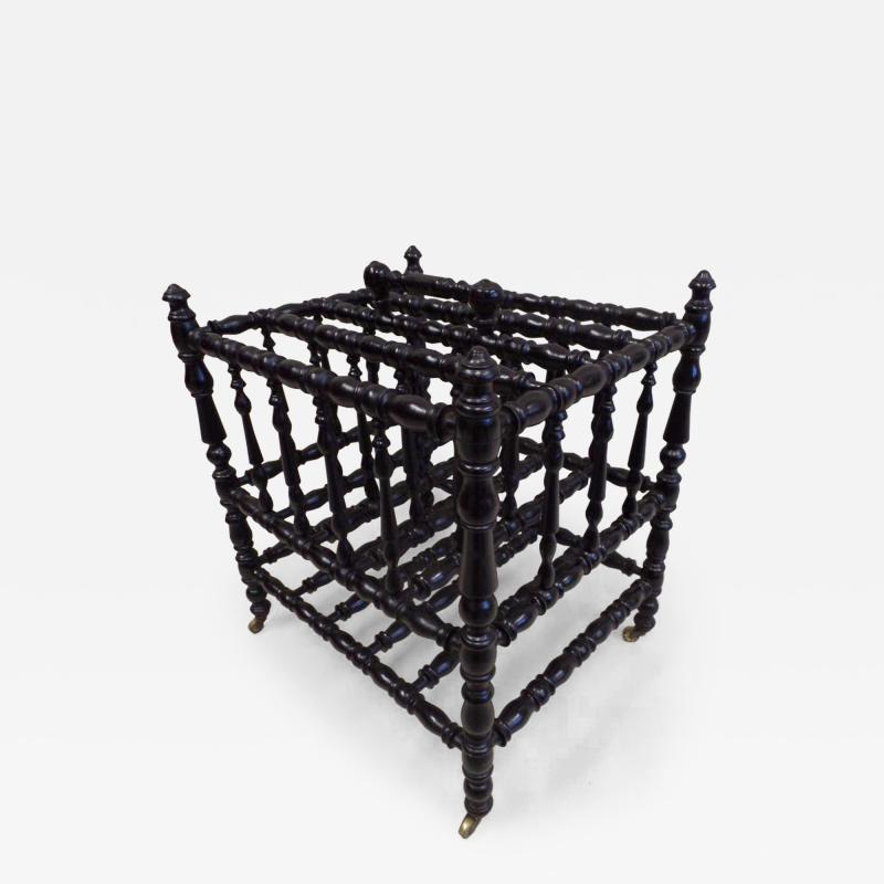 French Mid Century Hand Carved and Turned Wood Magazine Stand Canterbury 1930