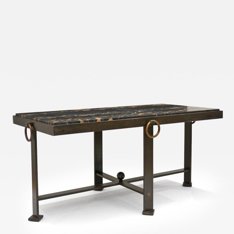 French Mid Century Iron and Marble Coffee Table