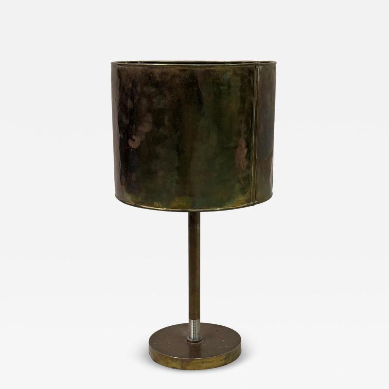 French Mid Century Marine Hand Hammered Brass Copper Table Lamp